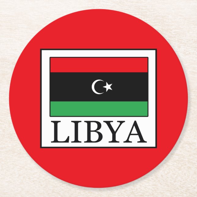 Libya Round Paper Coaster (Front)