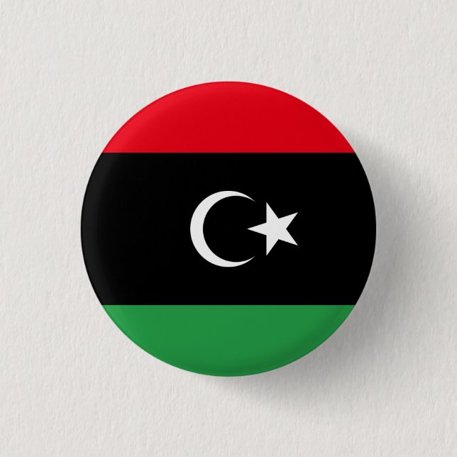 Libyan Flag, Flag of Libya 1 Inch Round Button (Front)