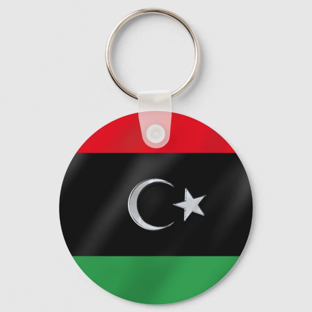 Libyan Independence flag - Free Libya protest flag Keychain (Front)