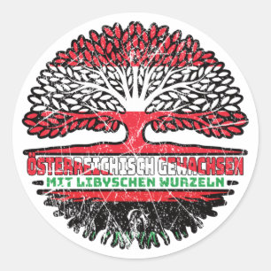 Libyen Libysch Österreichisch Österreich Baum Classic Round Sticker
