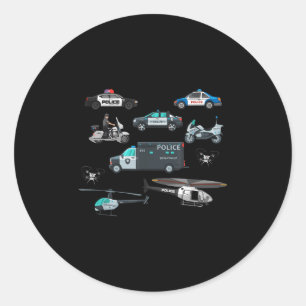 Lice Vehicles Cop Helicopter Toddlers Kids Women M Classic Round Sticker