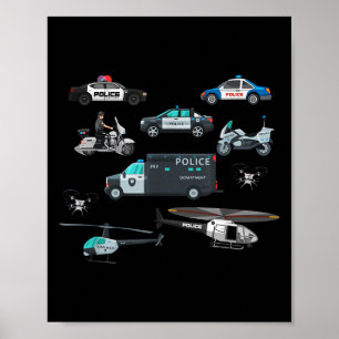 Lice Vehicles Cop Helicopter Toddlers Kids Women M Poster