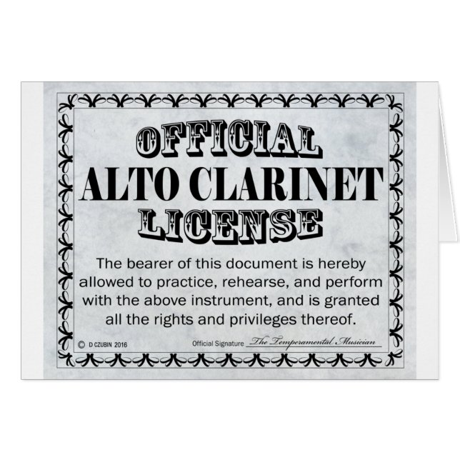 Licence Alto Clarinet (Devant horizontal)