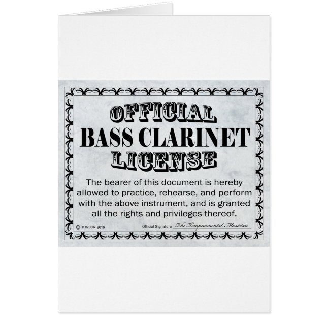 Licence Bass Clarinet (Devant)