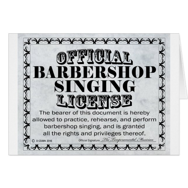 Licence de chant Barbershop (Devant horizontal)
