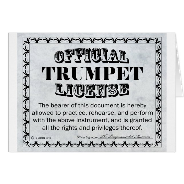 Licence de trompette (Devant horizontal)
