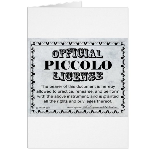 Licence Piccolo (Devant)