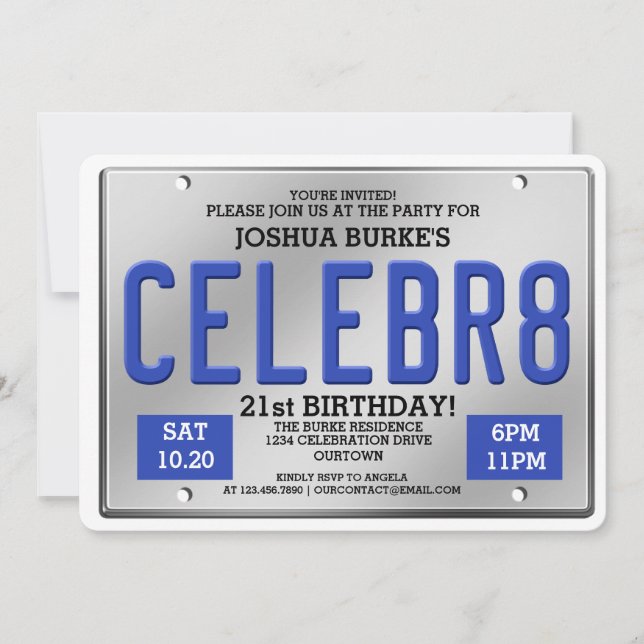 License Plate Birthday Invitations (Front)