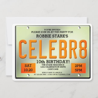 License Plate Birthday Invitations