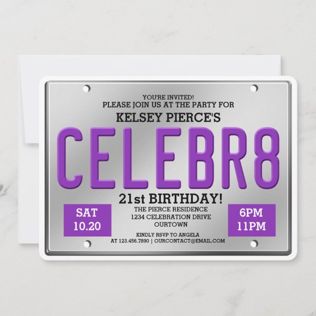 License Plate Birthday Invitations (Front)