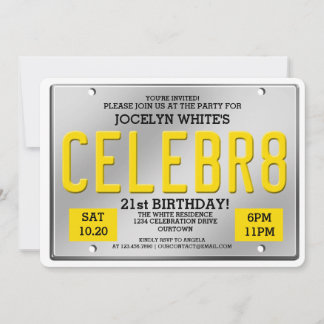 License Plate Birthday Invitations