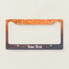 License Plate Frame-Your Text Glitter Orange Black