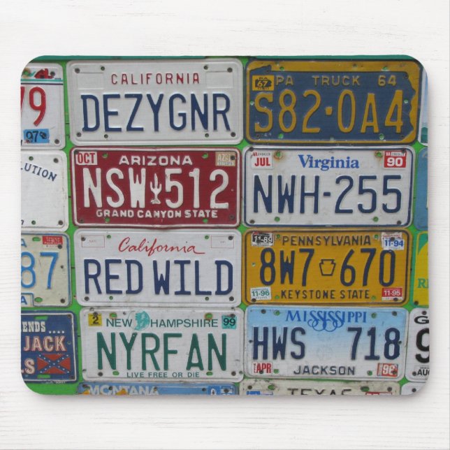 License Plate Lovers Mousepad (Front)