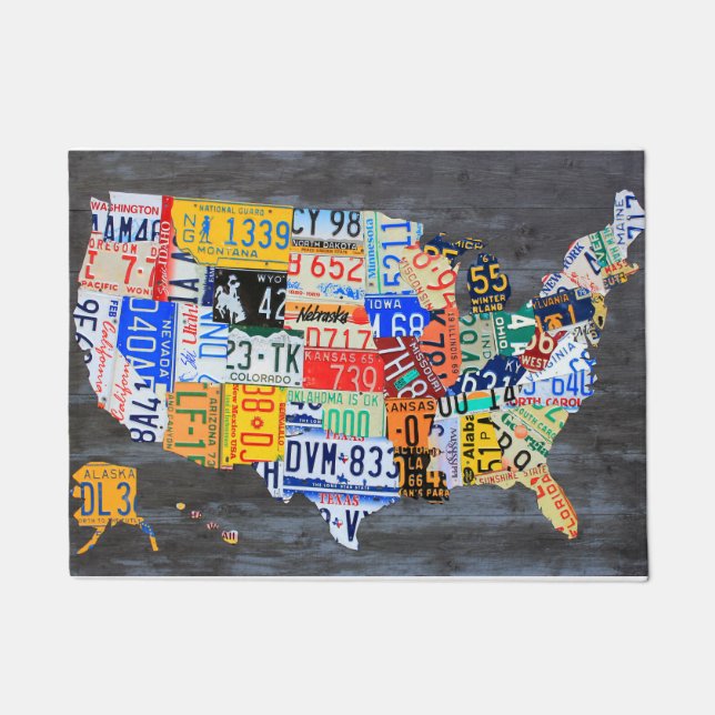 License Plate Map of the USA Doormat (Front)