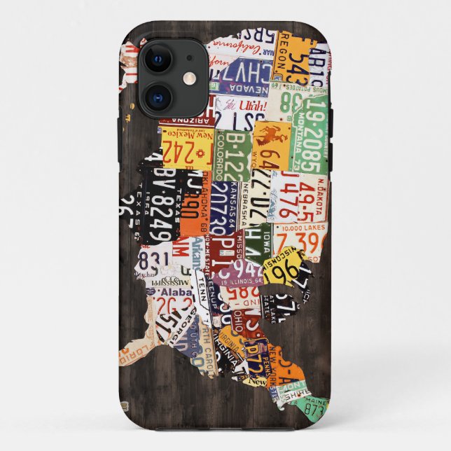 License Plate Map of the USA - Warm Colours / Case-Mate iPhone Case (Back)