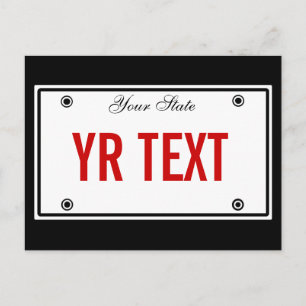 License plate template postcard