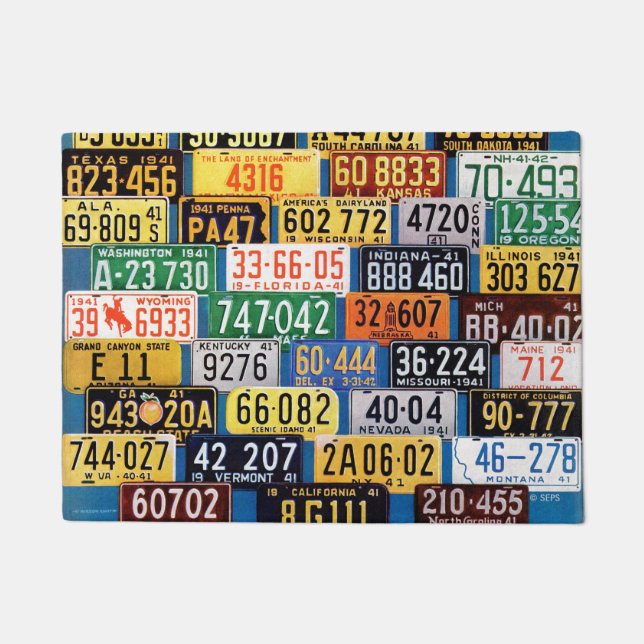 License Plates by H. Wilson Smith Doormat (Front)
