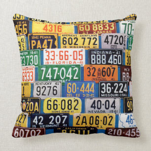 License Plates by H. Wilson Smith Throw Pillow
