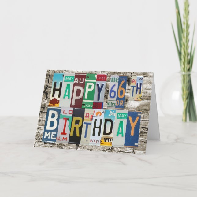 License Plates Happy 66th Birthday Card (Front)