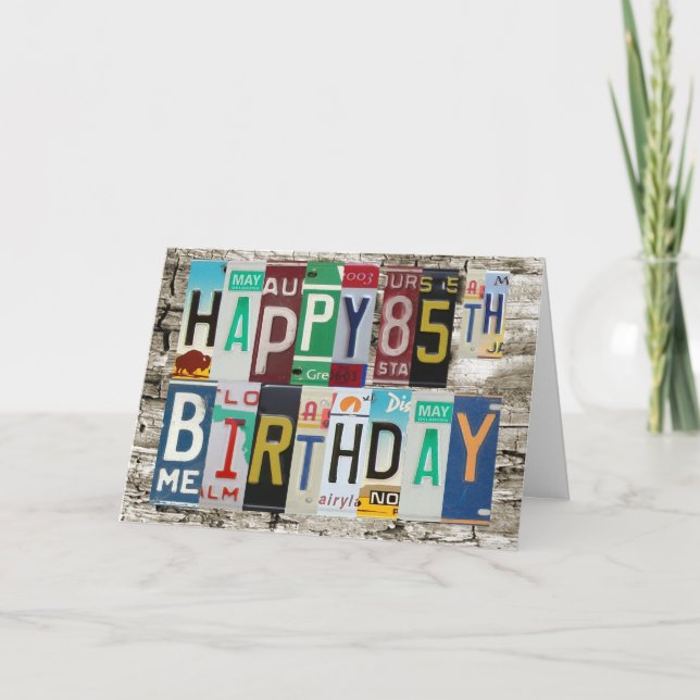 License Plates Happy 85th Birthday Card (Front)