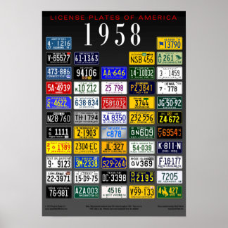License Plates of America poster - 1958