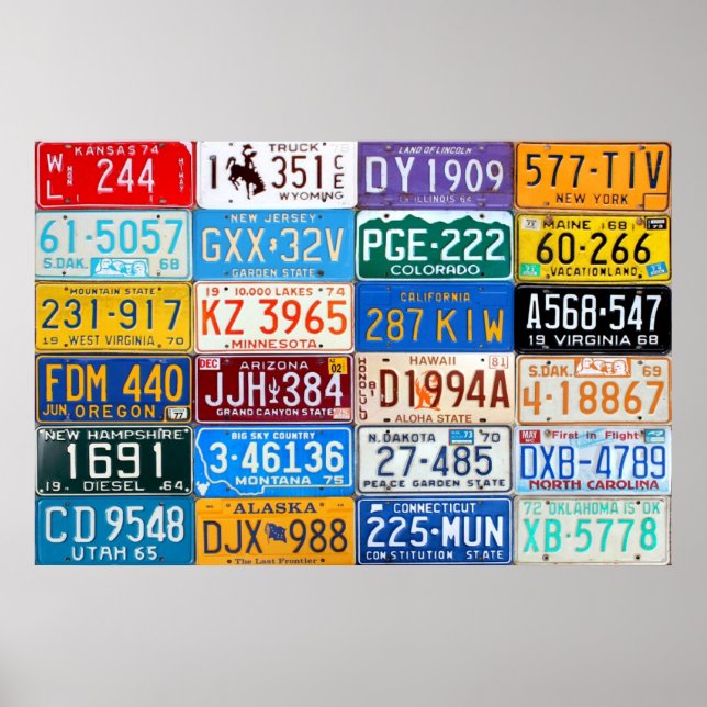License Plates of USA - Our Colourful History v3 Poster (Front)