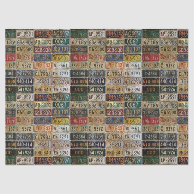 License Plates Tissue or Decoupage Paper (Front)