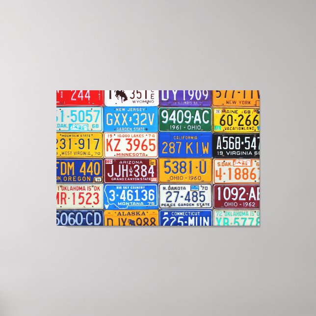 License Plates USA - Our Colourful History Canvas Print (Front)