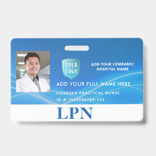 License Practical Nurse,LPN Photo ID with Logo Badge
