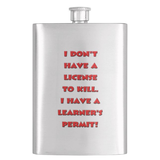 License to kill text hip flask (Front)
