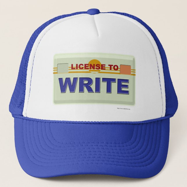 License to Write Cool Author Slogan Art Fun Trucker Hat (Front)