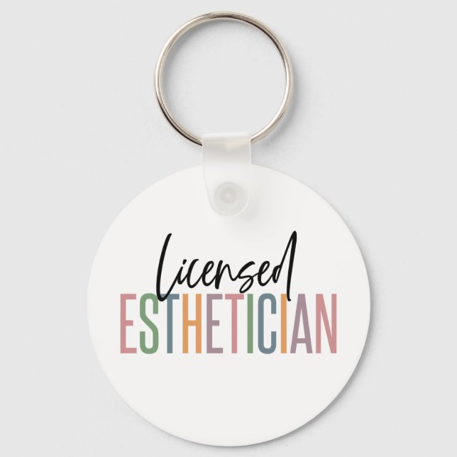 Licensed Aesthetician Cosmetologist Beautician Keychain (Front)