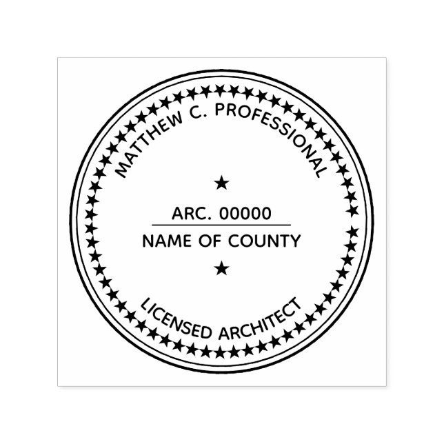 Licensed Architect LLC stamp with star round DIY (Design)
