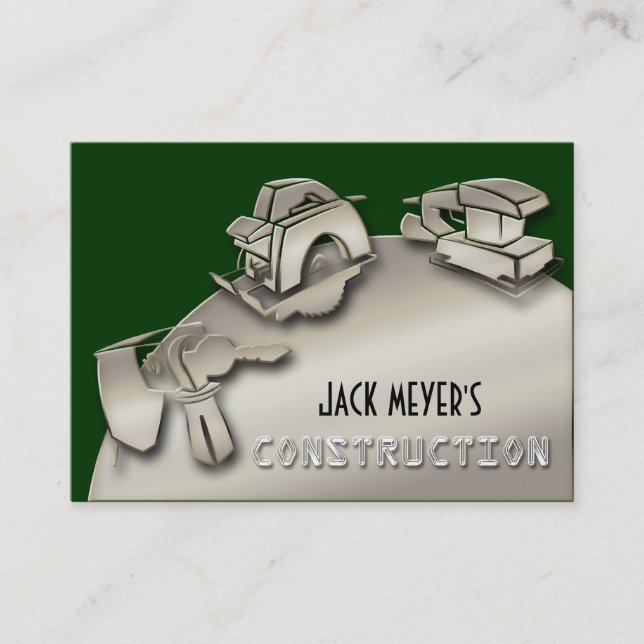 Licensed Contractor Construction Business Tools Business Card (Front)