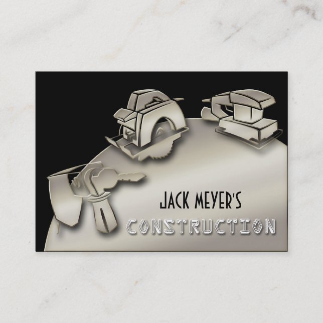 Licensed Contractor Construction Business Tools Business Card (Front)