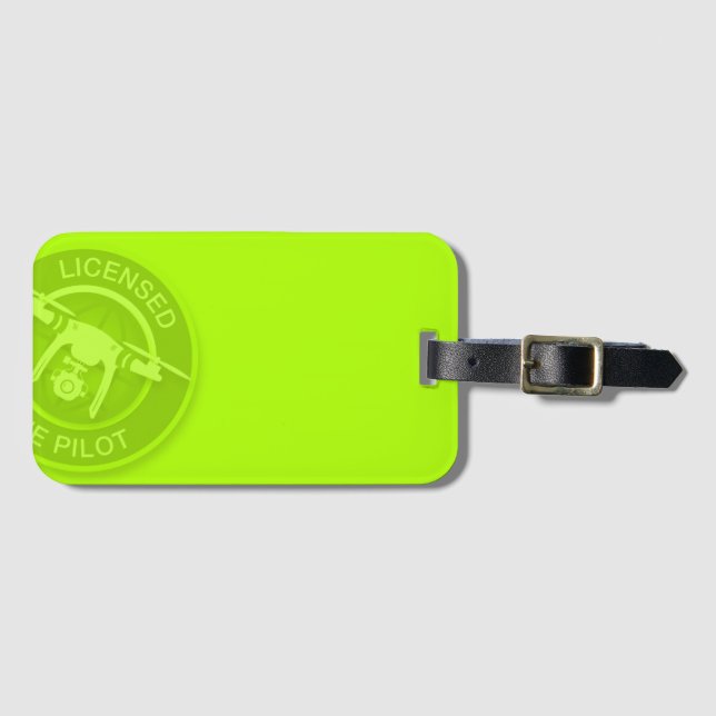 Licensed Drone Pilot Green Bag Tag (Front Horizontal)
