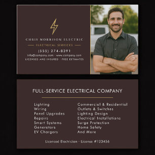 Licensed Electrician Electric Photo Business Card