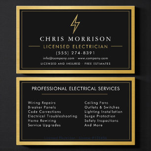 Licensed Electrician Metalllic Business Card
