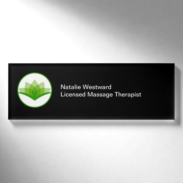 Licensed Massage Therapist Lotus Flower Theme Name Tag (Front)
