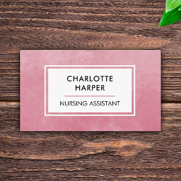 Licensed Medical Nursing Assistant Pink Watercolor Business Card