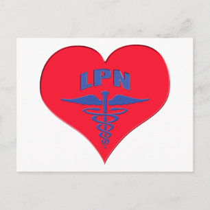 Licensed Practical Nurse LPN Caduceus Heart Postcard