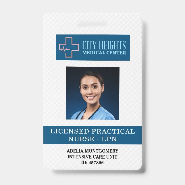 Licensed Practical Nurse LPN Name Photo ID Logo Badge (Front)