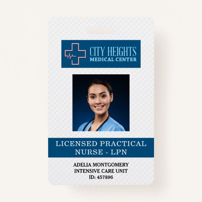Licensed Practical Nurse LPN Name Photo ID Logo Badge (Front)
