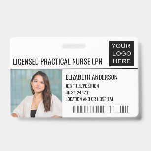 Licensed Practical Nurse Photo ID Hospital Logo Badge