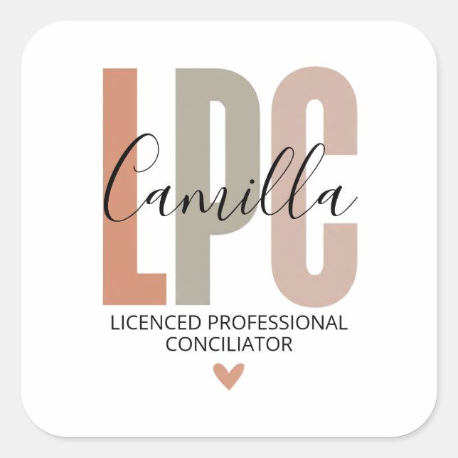 Licensed Professional Counselor Gifts, LPC Therapi Square Sticker (Front)