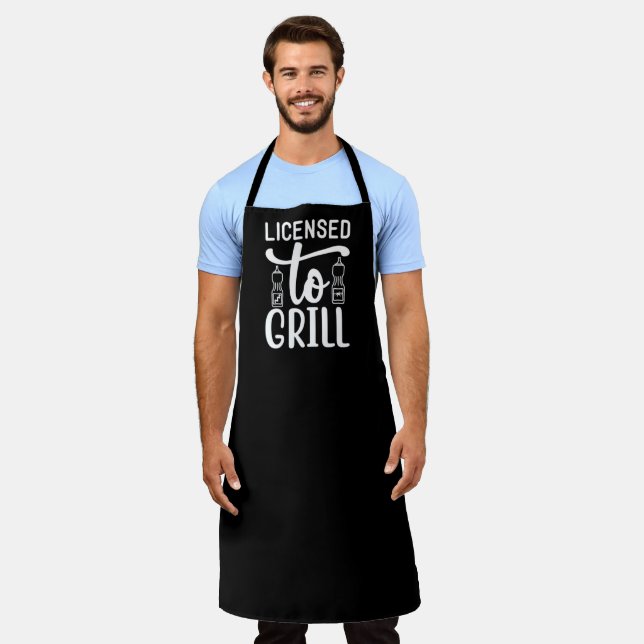 Licensed To Grill BBQ Large Black Apron (Worn)