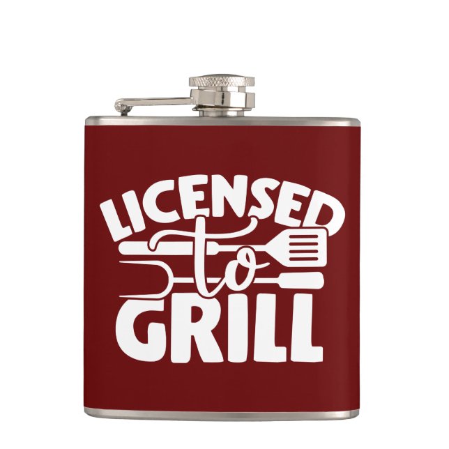 Licensed To Grill Hip Flask (Front)