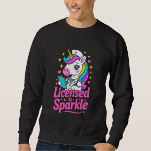 Licensed to Sparkle Cute Nurse Unicorn Kawaii Sweatshirt