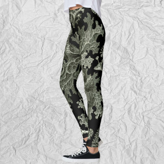 Lichen by Ernst Haeckel, Vintage Nature Plants Leggings