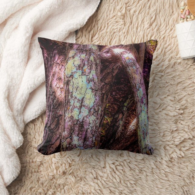 Lichen in Dappled Sunlight Throw Pillow (Blanket)